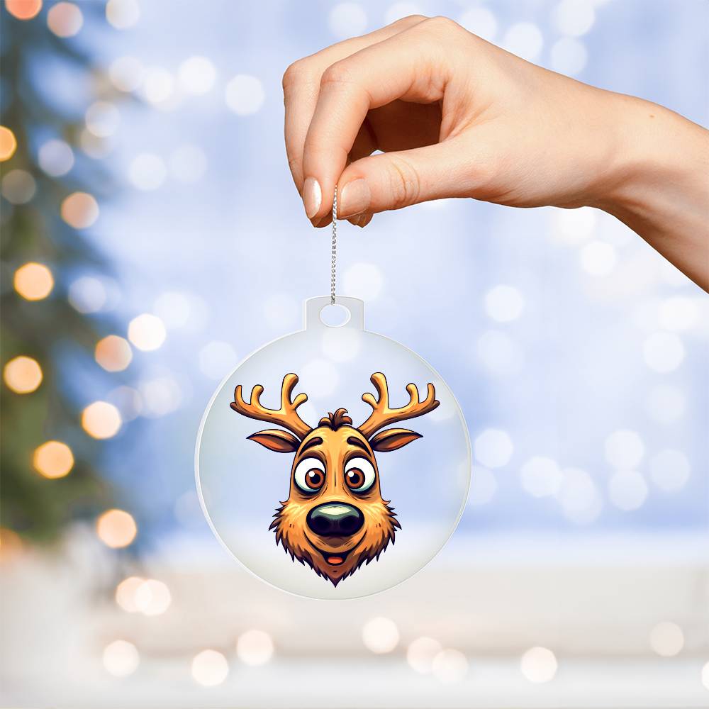 Funny Reindeer Face 12 - Acrylic Ornament