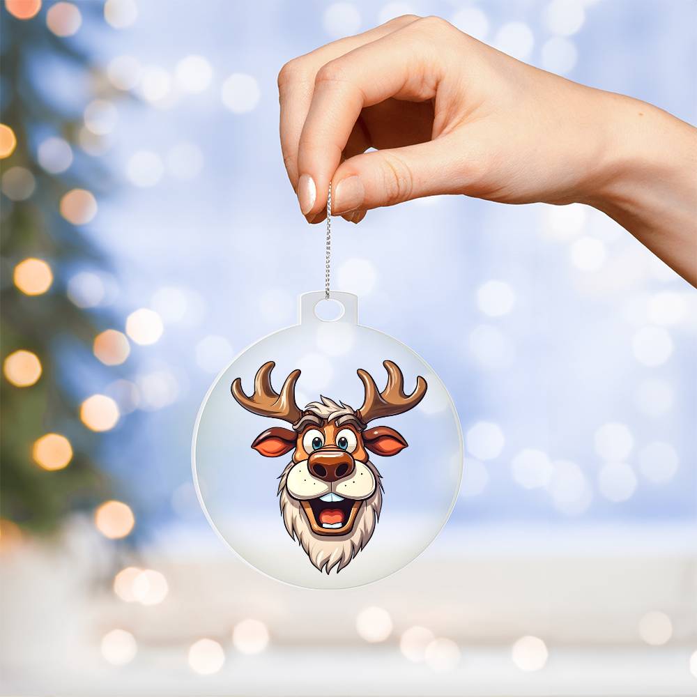 Funny Reindeer Face 08 - Acrylic Ornament