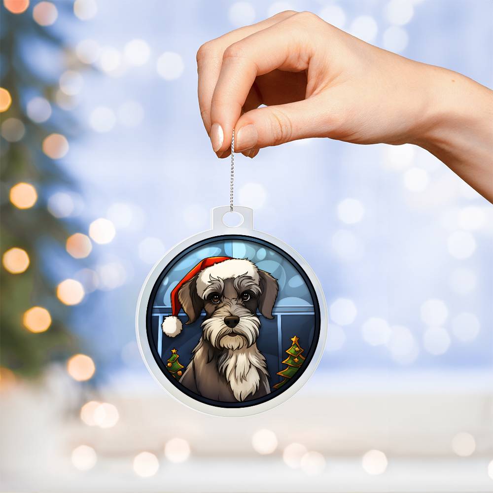 Dog Stained Glass Christmas Design 026 - Acrylic Ornament