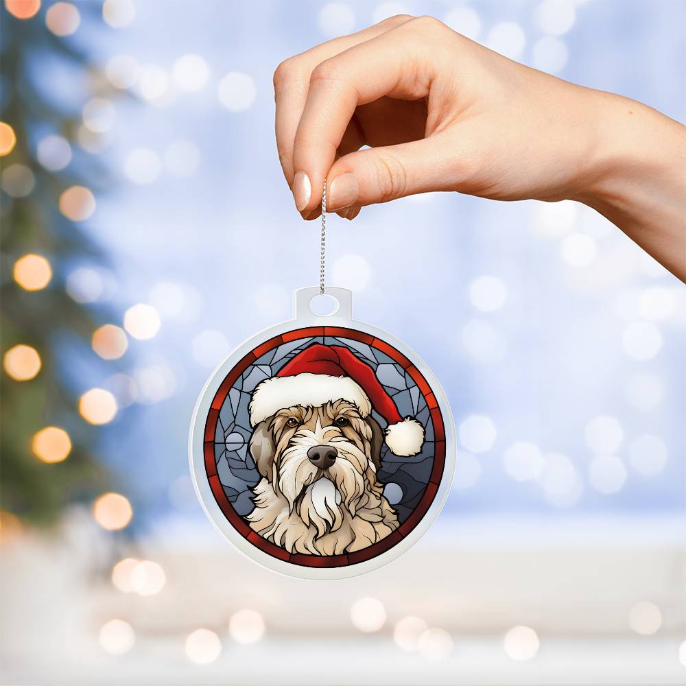 Dog Stained Glass Christmas Design 014 - Acrylic Ornament