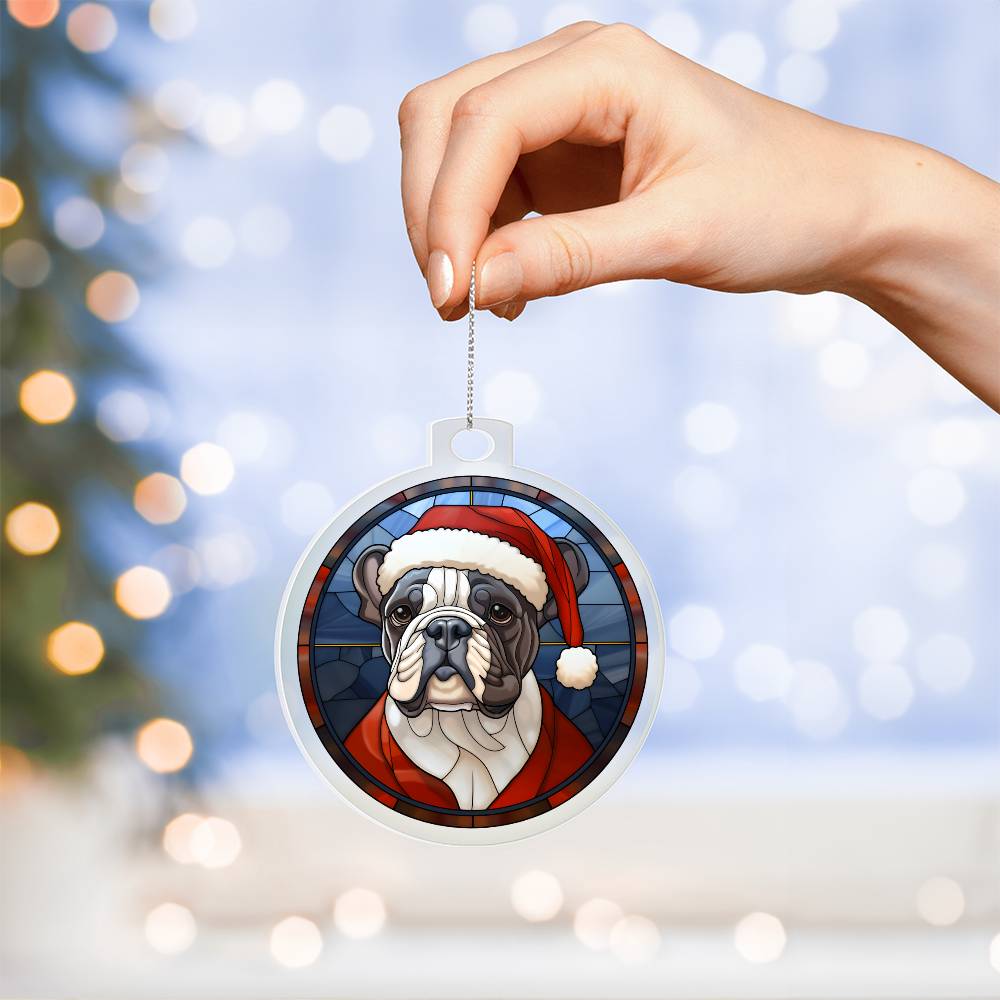 Dog Stained Glass Christmas Design 030 - Acrylic Ornament