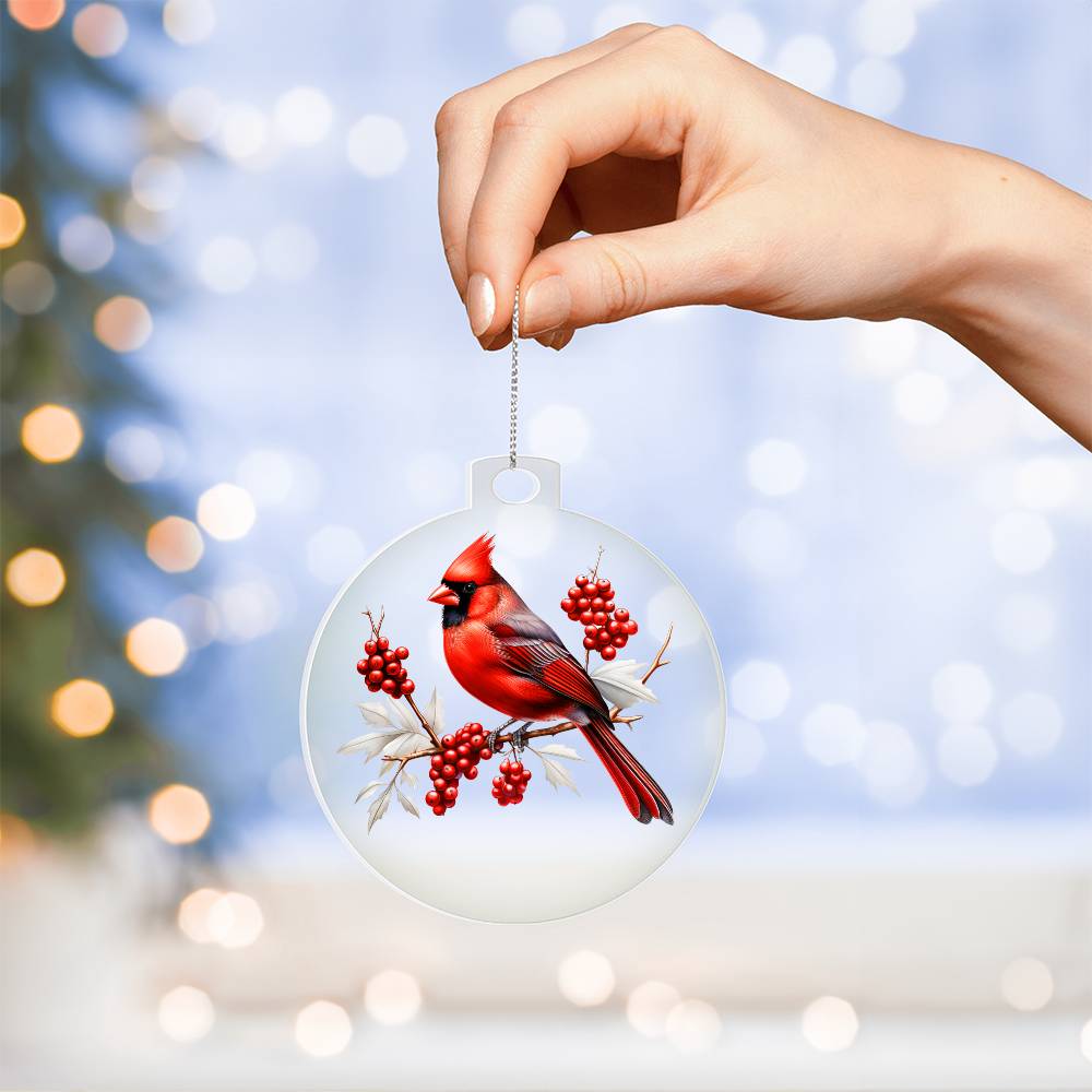 Christmas Cardinal 007 - Acrylic Ornament