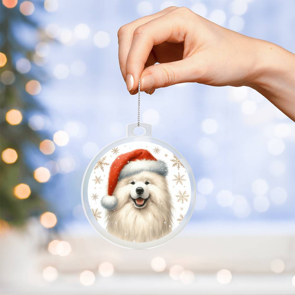Christmas Dog - Samoyed - Acrylic Ornament