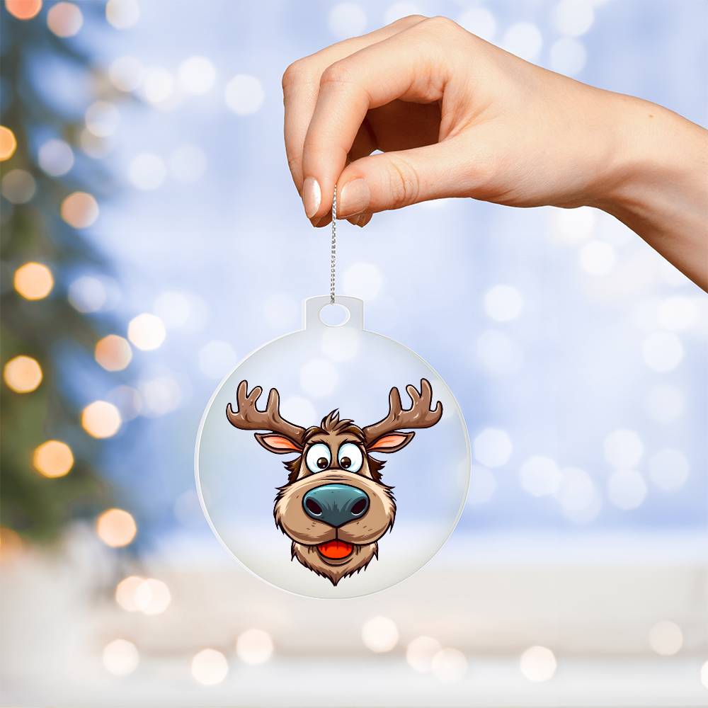 Funny Reindeer Face 02 - Acrylic Ornament