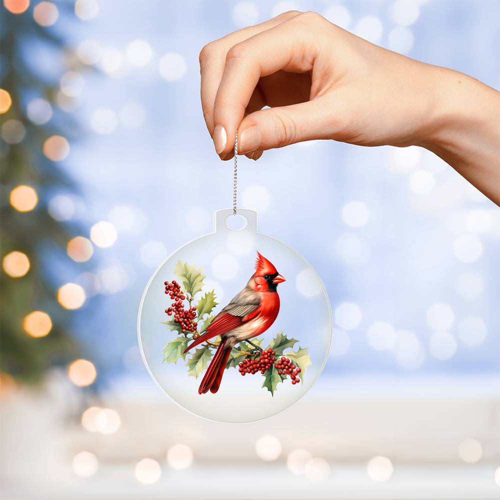Christmas Cardinal 002 - Acrylic Ornament