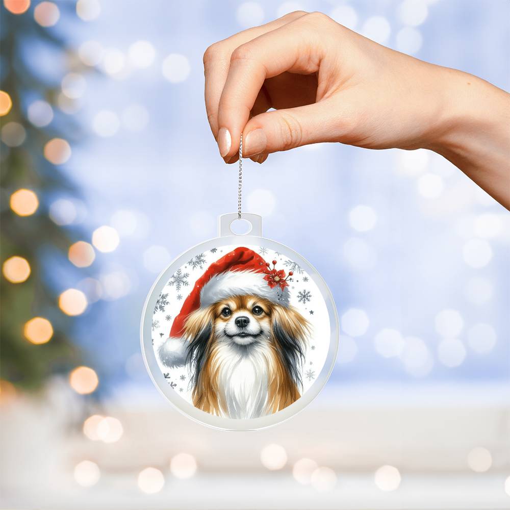Christmas Dog - Tibetan Spaniel - Acrylic Ornament