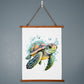 Cute Sea Turtle 004 - 26" x 36" Wood Framed Wall Tapestry