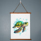 Cute Sea Turtle 005 - 26" x 36" Wood Framed Wall Tapestry