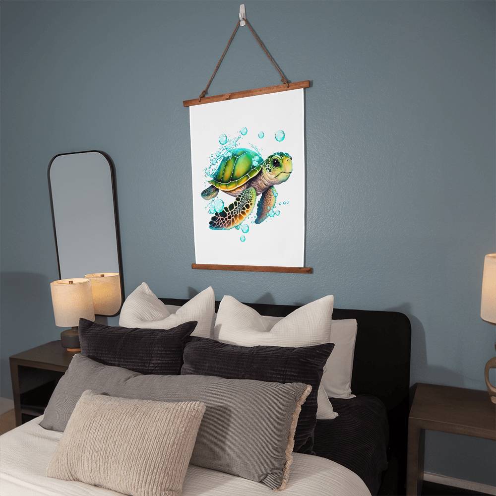 Cute Sea Turtle 005 - 26" x 36" Wood Framed Wall Tapestry
