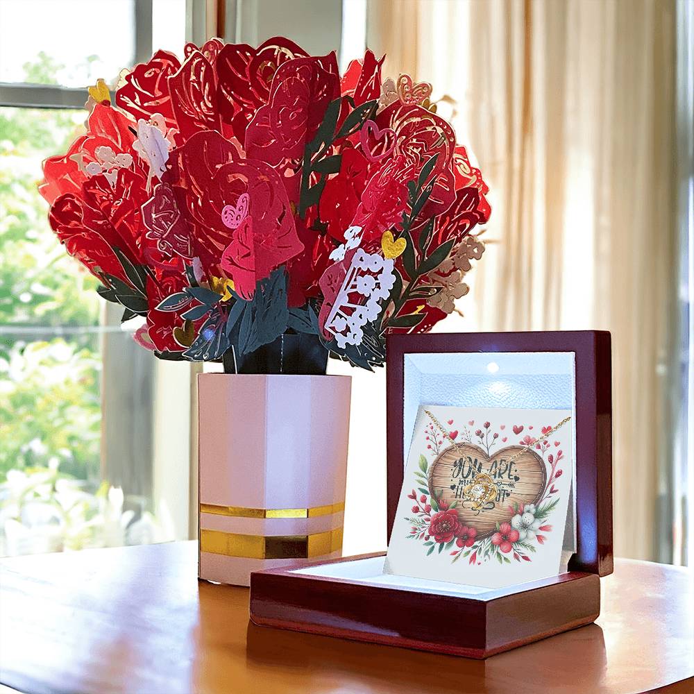 61. You Are My Heartbeat - Love Knot Necklace And Sweet Devotion Flower Bouquet Bundle