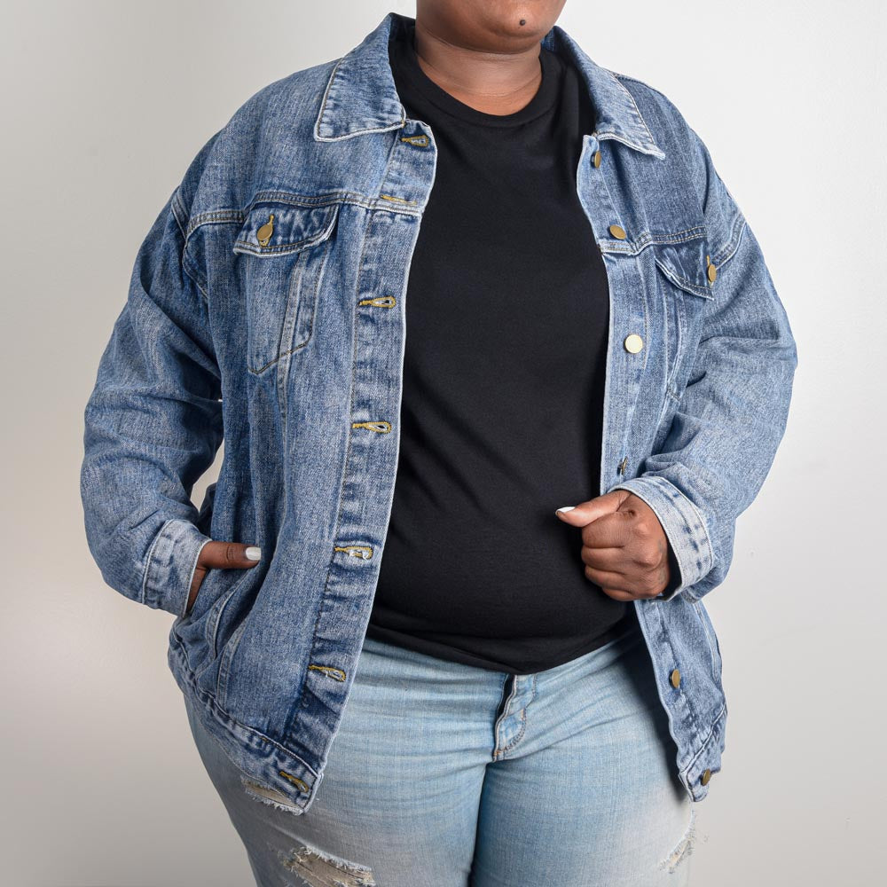 Tryzub (Red) - Oversized Women's DTG Denim Jacket
