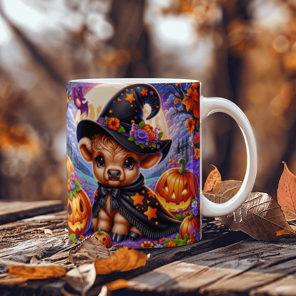 Halloween Highland Cow 13 - 11oz White Ceramic Mug