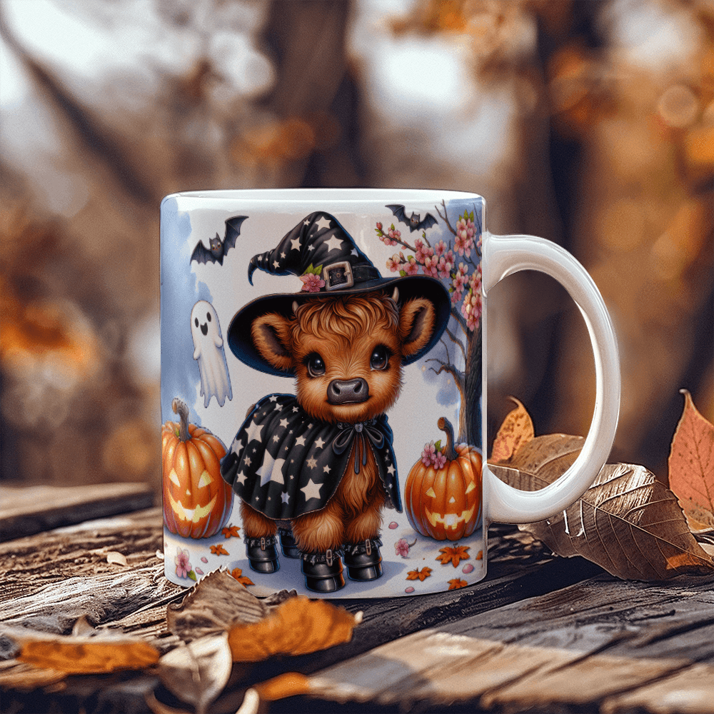 Halloween Highland Cow 08 - 11oz White Ceramic Mug