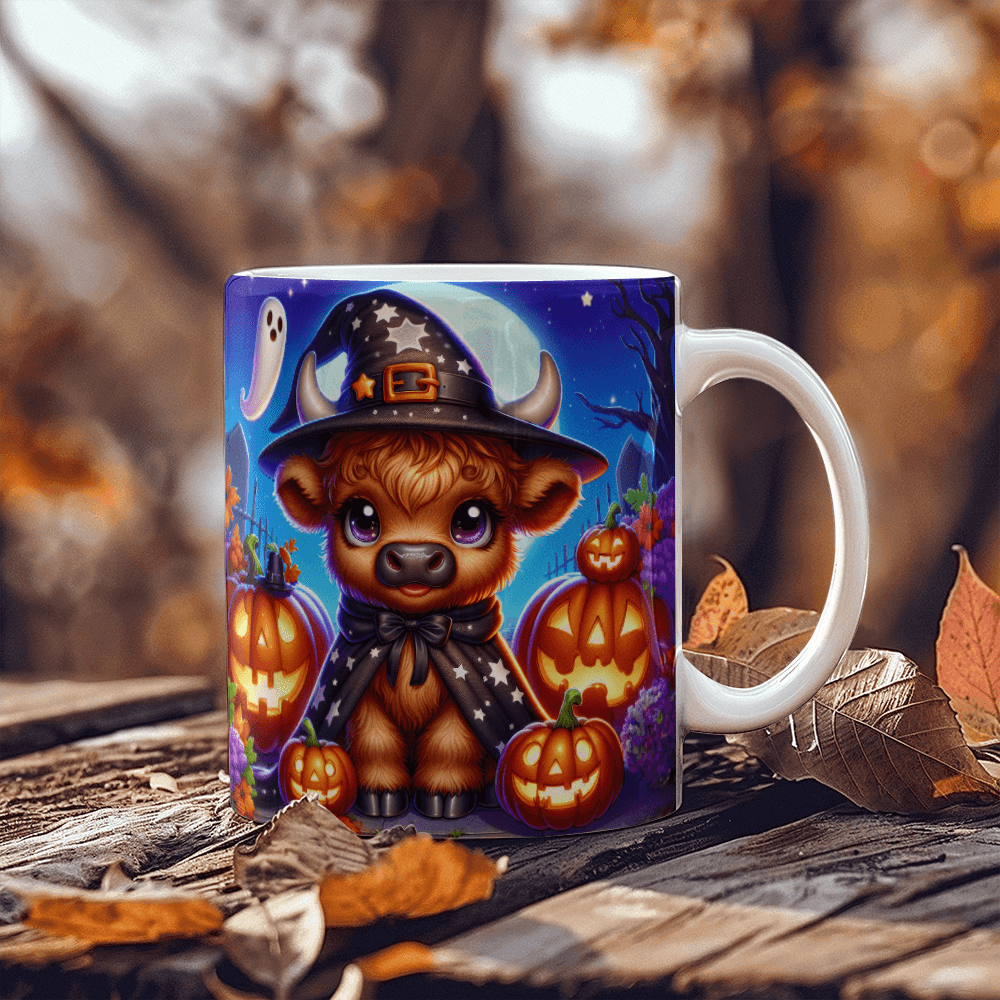 Halloween Highland Cow 11 - 11oz White Ceramic Mug