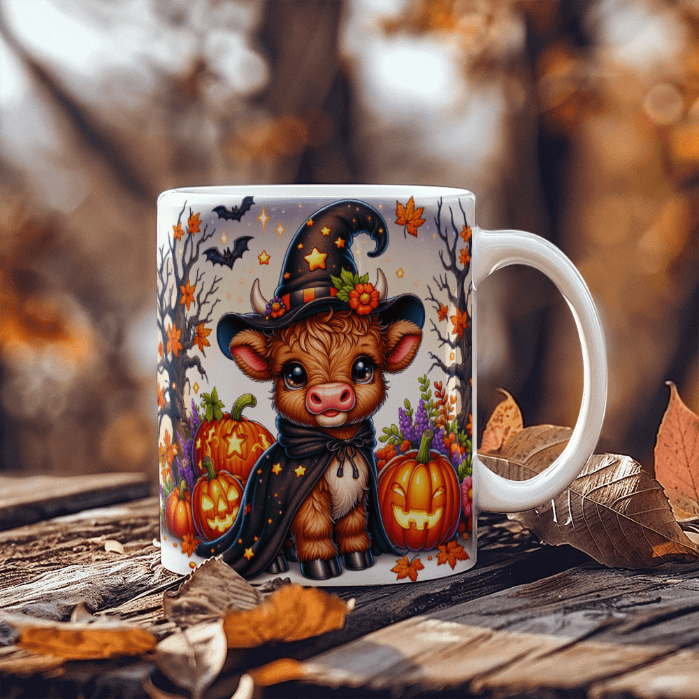 Halloween Highland Cow 03 - 11oz White Ceramic Mug