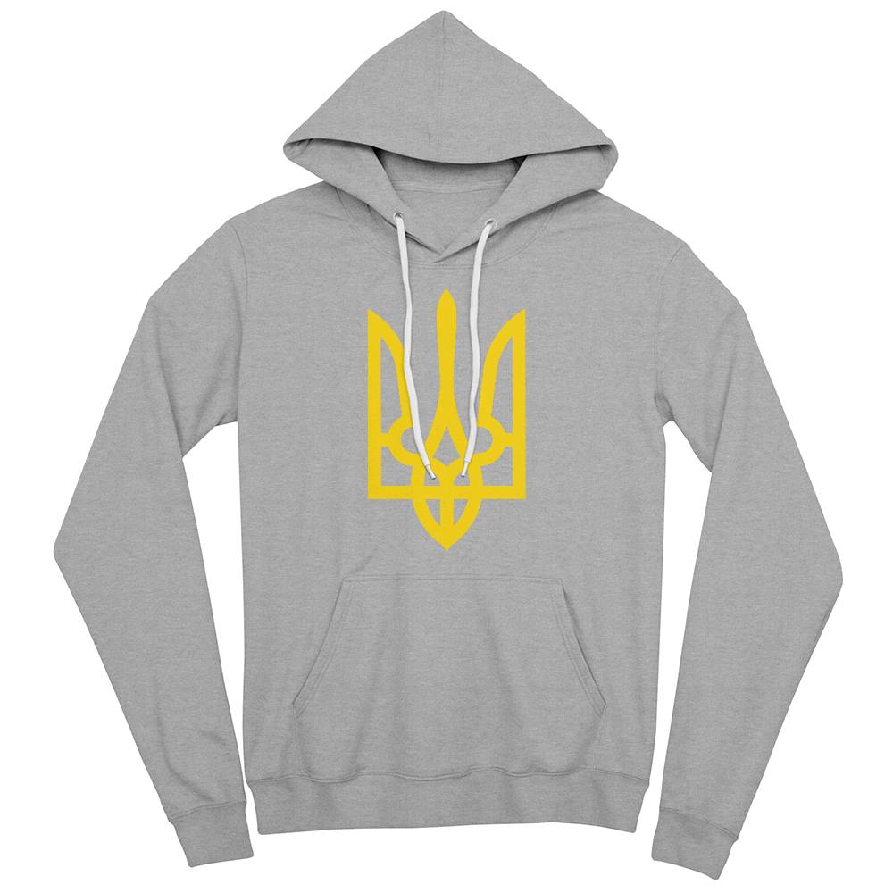 Tryzub (Yellow) - Athletic Heather Bella + Canvas 3719 Unisex Pullover Hoodie