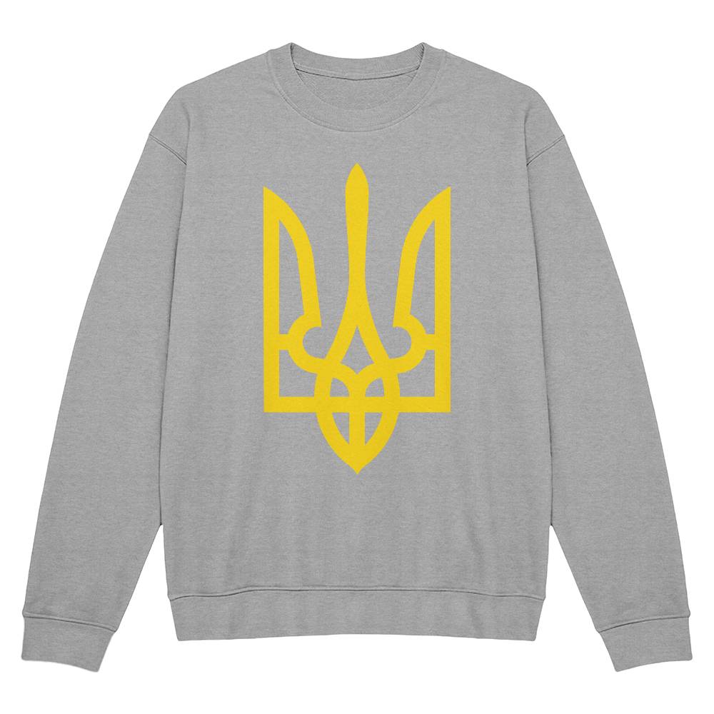 Tryzub (Yellow) - Athletic Heather Bella + Canvas 3945 Unisex Crewneck Sweatshirt