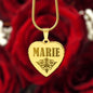 Marie - 18k Gold Finished Engraved Heart Pendant Necklace