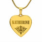 Katherine - 18k Gold Finished Engraved Heart Pendant Necklace