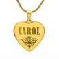 Carol - 18k Gold Finished Engraved Heart Pendant Necklace