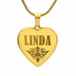 Linda - 18k Gold Finished Engraved Heart Pendant Necklace