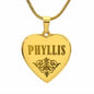 Phyllis - 18k Gold Finished Engraved Heart Pendant Necklace