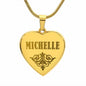 Michelle - 18k Gold Finished Engraved Heart Pendant Necklace