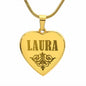 Laura - 18k Gold Finished Engraved Heart Pendant Necklace