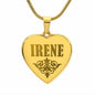 Irene - 18k Gold Finished Engraved Heart Pendant Necklace