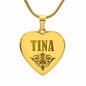 Tina - 18k Gold Finished Engraved Heart Pendant Necklace