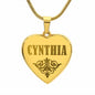 Cynthia - 18k Gold Finished Engraved Heart Pendant Necklace