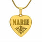 Marie - 18k Gold Finished Engraved Heart Pendant Necklace