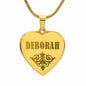 Deborah - 18k Gold Finished Engraved Heart Pendant Necklace