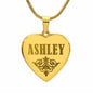 Ashley - 18k Gold Finished Engraved Heart Pendant Necklace