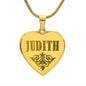 Judith - 18k Gold Finished Engraved Heart Pendant Necklace