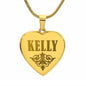 Kelly - 18k Gold Finished Engraved Heart Pendant Necklace