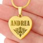 Andrea - 18k Gold Finished Engraved Heart Pendant Necklace
