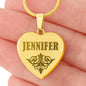 Jennifer - 18k Gold Finished Engraved Heart Pendant Necklace