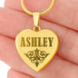 Ashley - 18k Gold Finished Engraved Heart Pendant Necklace