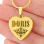 Doris - 18k Gold Finished Engraved Heart Pendant Necklace