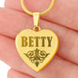 Betty - 18k Gold Finished Engraved Heart Pendant Necklace