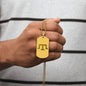 Tamga of Crimean Tatar Giray Dynasty - 18k Gold Finished Engraved Dog Tag Necklace