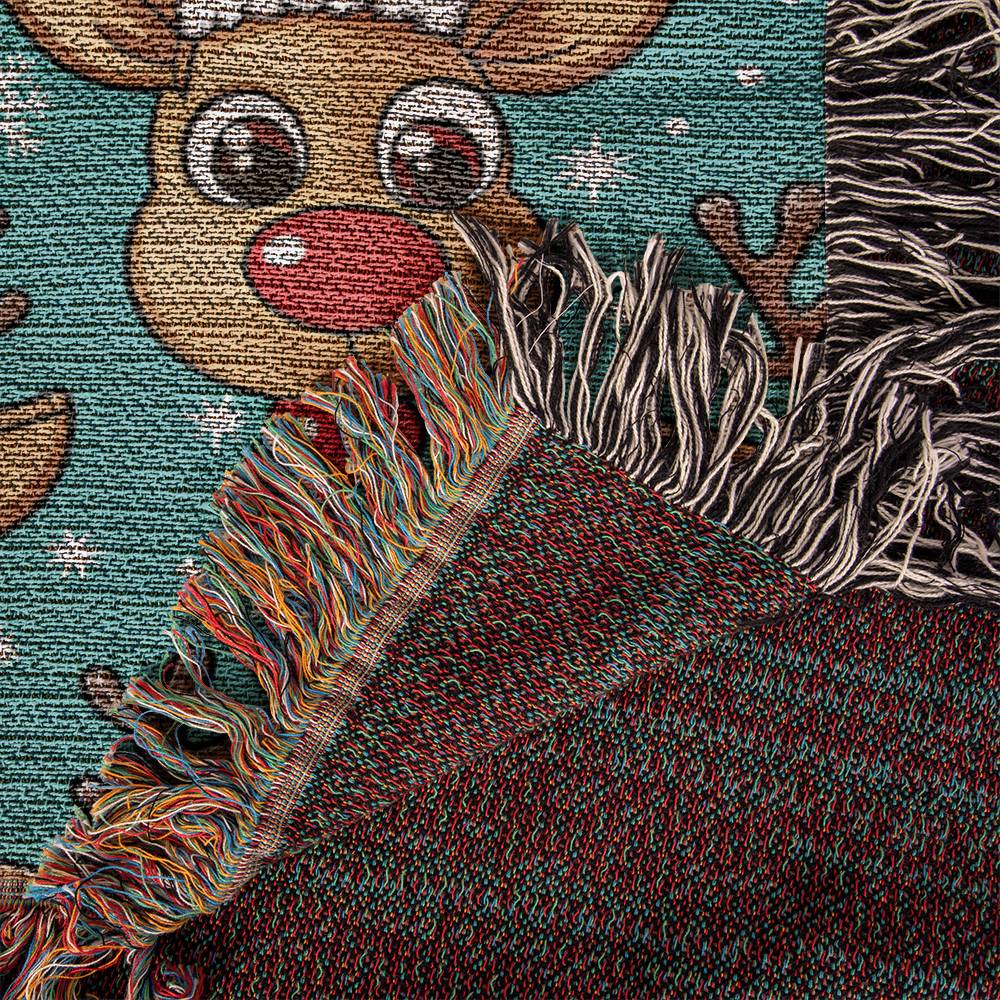 Funny Christmas Reindeer Pattern 03 - 60" x 50" Heirloom Woven Blanket