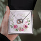 Watercolor Pink Floral Frame 1 - Interlocking Hearts Necklace