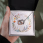 Boho Flowers Wreath Watercolor 16 - Interlocking Hearts Necklace