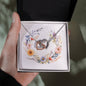 Boho Flowers Wreath Watercolor 19 - Interlocking Hearts Necklace