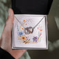 Boho Flowers Wreath Watercolor 11 - Interlocking Hearts Necklace
