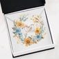 Boho Flowers Wreath Watercolor 13 - Interlocking Hearts Necklace