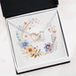 Boho Flowers Wreath Watercolor 11 - Interlocking Hearts Necklace