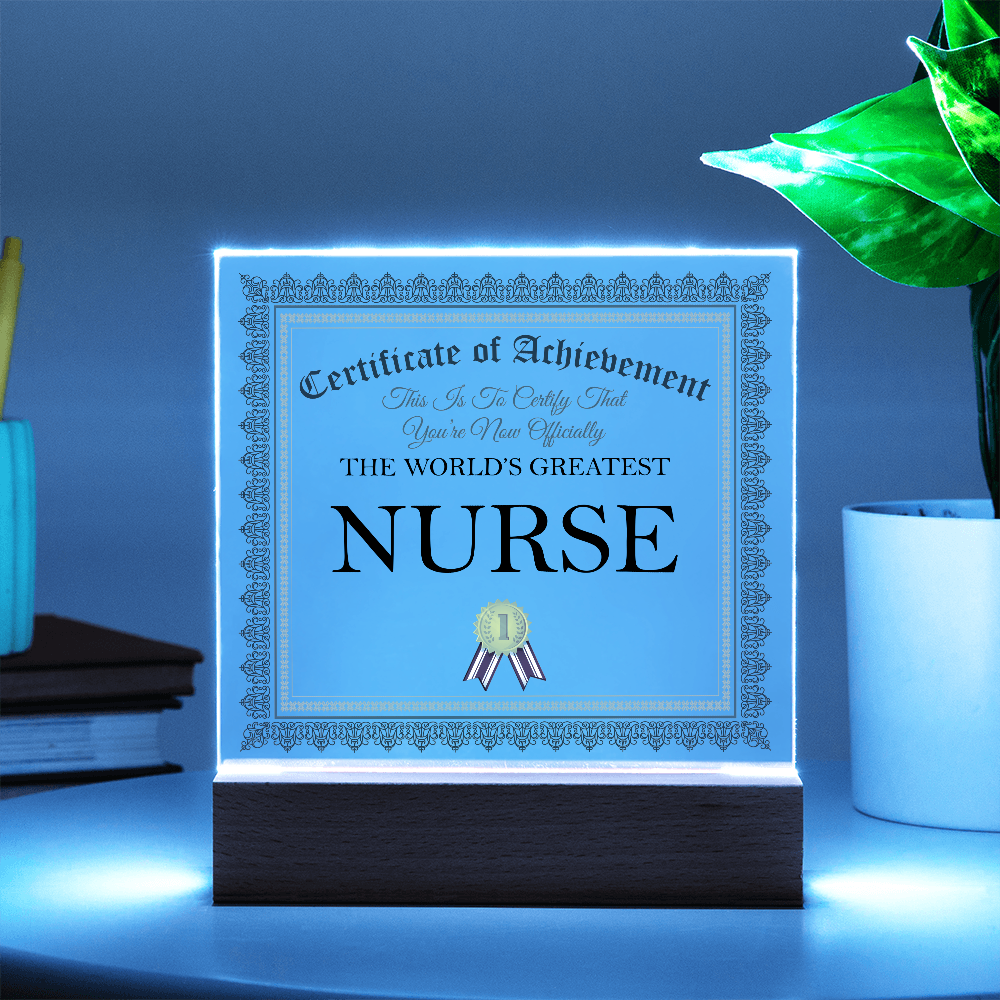 World's Greatest Nurse - Square Acrylic Plaque With LED Lights